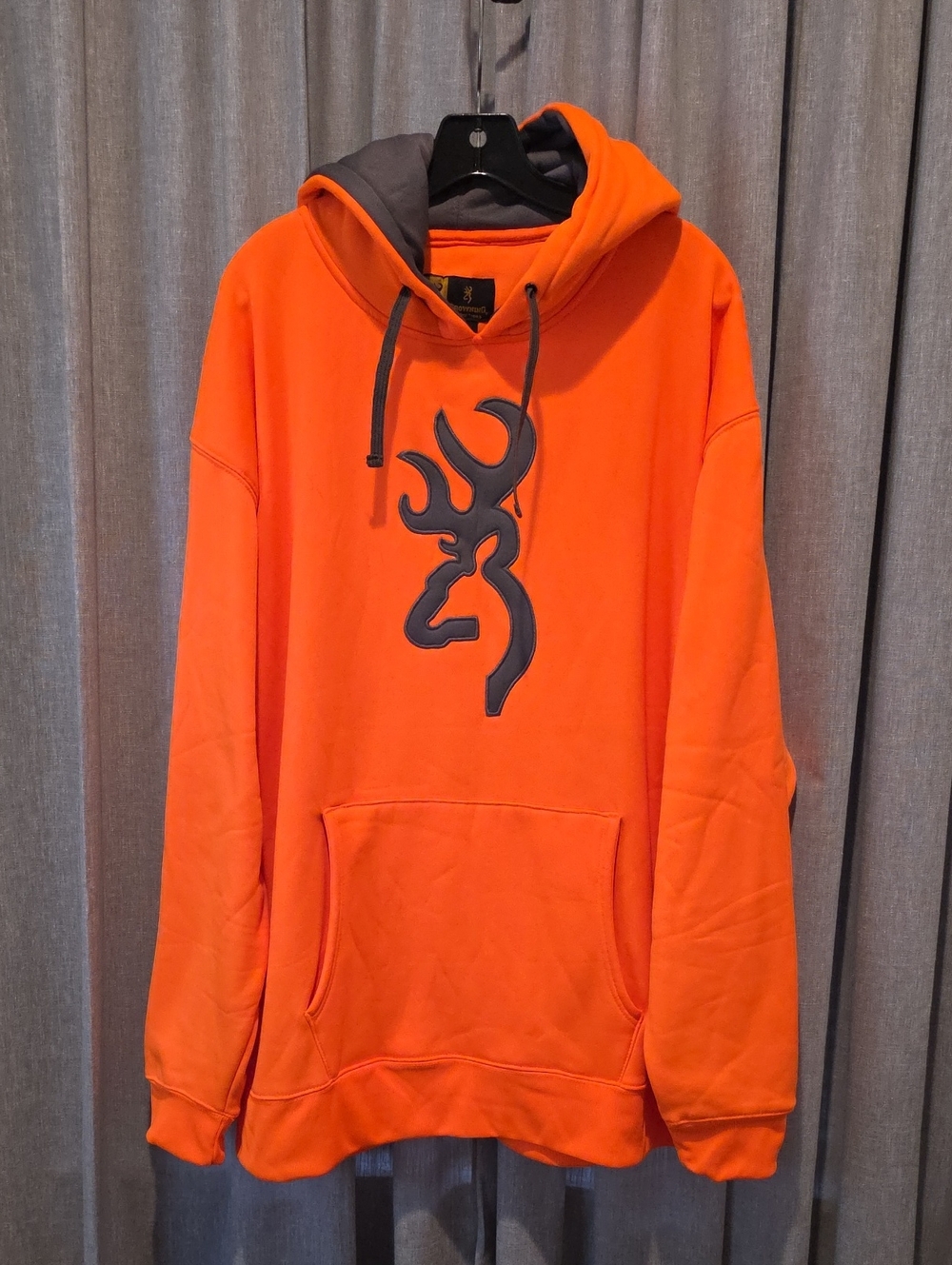 Browning Blaze Orange Tech Hoodie with Dark Grey Buckmark Logo